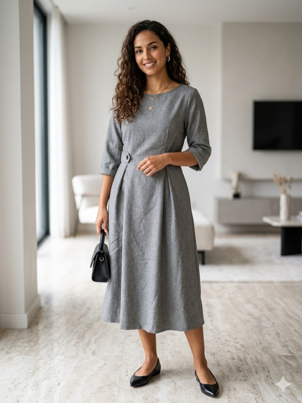 NWOT BloomChic Classic Grey Midi Dress